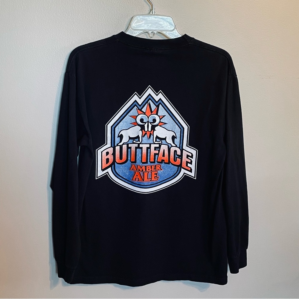 CB & Potts Brewery Colorado BUTTFACE Amber Ale Black T Shirt size Medium